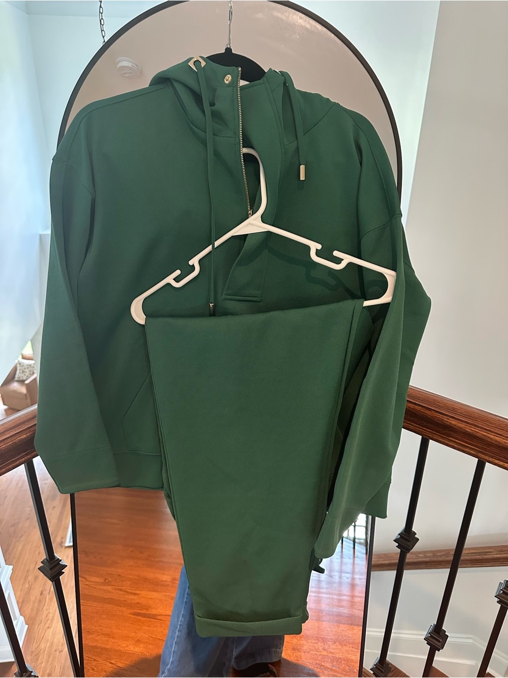 Mango Women's Forest Green Zip-Up Hoodie and Pant Set - Athleisure Lounge